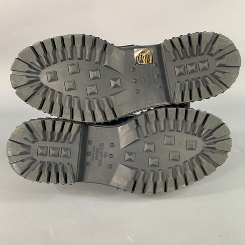 VALENTINO Mocassins penny à enfiler en cuir marine avec semelle crantée, taille 9