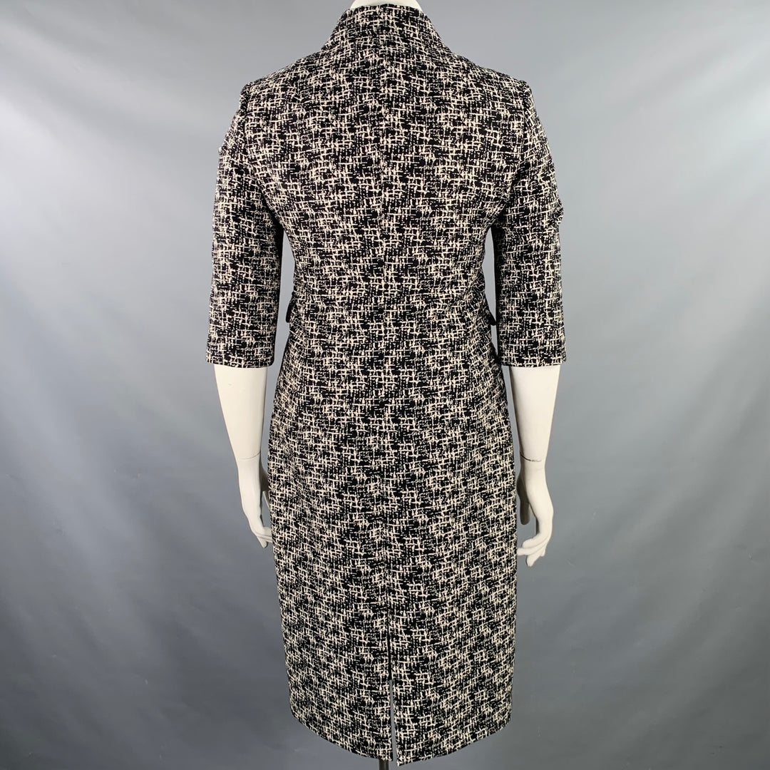 MICHAEL KORS COLLECTION Size 10 Black White Wool Tweed Shift Dress Jacket Set
