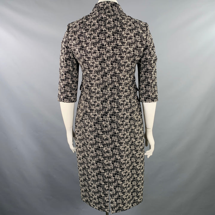MICHAEL KORS COLLECTION Size 10 Black White Wool Tweed Shift Dress Jacket Set