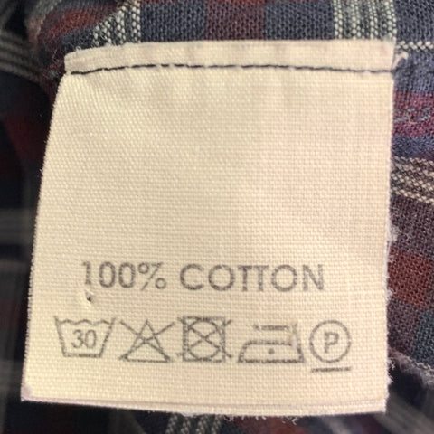 DRIES VAN NOTEN Size S Navy Burgundy Plaid Cotton Button Down Long Sleeve Shirt