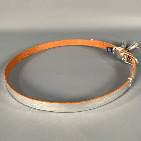 SPERRY TOP-SIDER Waist Size 30 Silver Metallic Leather Belt