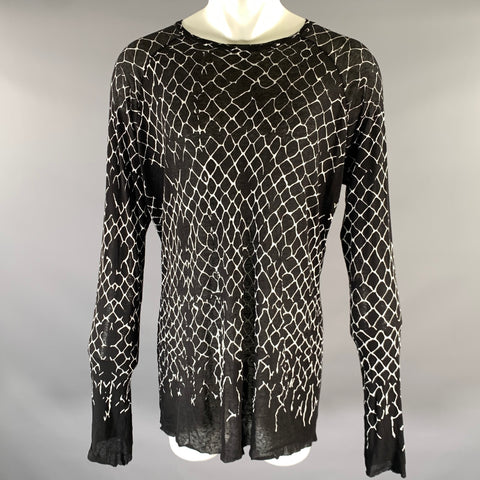 HAIDER ACKERMANN Size S Black White Print Raglan Pullover