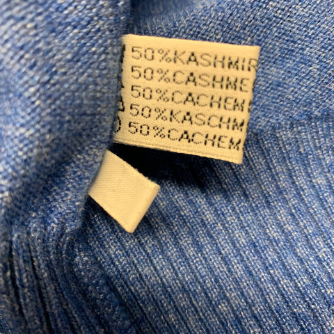 KITON Size M Blue Knitted Cashmere Silk Crew-Neck Pullover