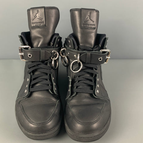 COMME des GARCONS x AJ1 FW19 Bondage Size 10 Black Leather High Top Sneakers