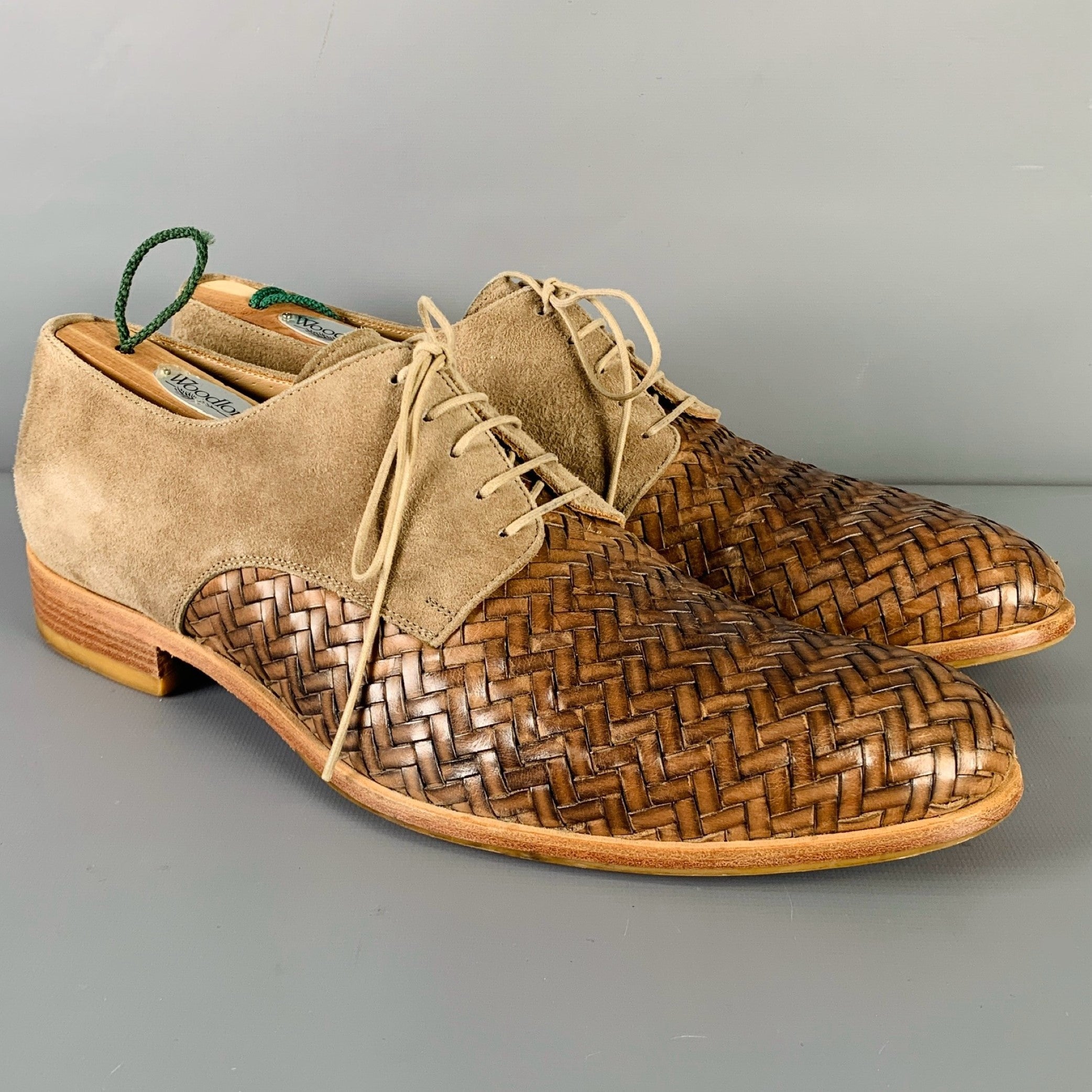 GIORGIO ARMANI Size 9 Brown Taupe Woven Leather Lace Up