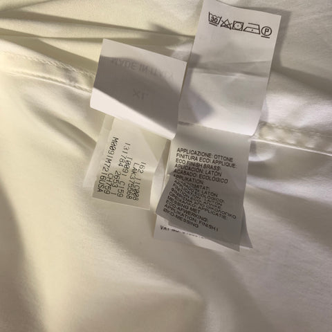BRUNELLO CUCINELLI Size XL White Navy Cotton Blend Mixed Fabrics Dress Top