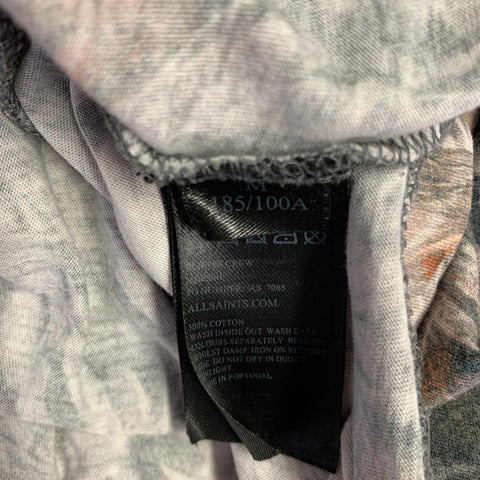 ALLSAINTS Size M Grey Multi Color Print Cotton Blend Crew Neck T-shirt