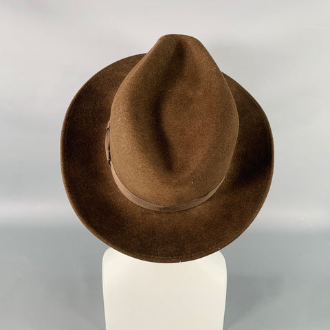BORSALINO Size M Baker Brown Felt Fedora Hat