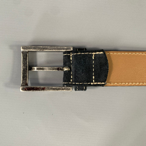 1901 Size 34 Black Brown Suede Leather Belt