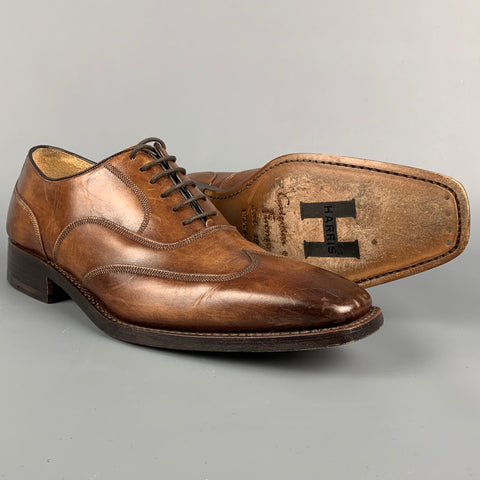 CALZOLERIA HARRIS Size 7.5 Brown Antique Leather Oxford Lace-Up Shoes