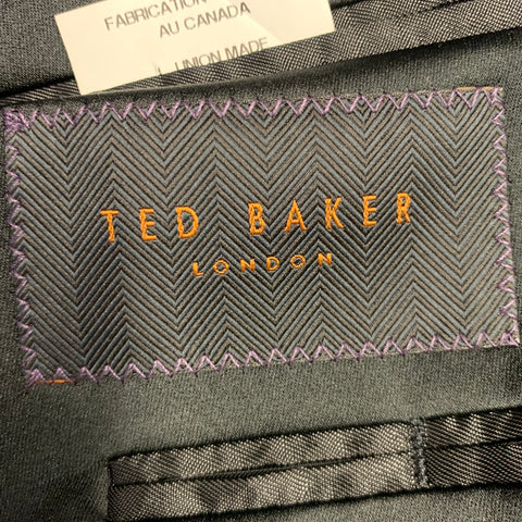TED BAKER Size 40 Green Black Velvet Cotton Blend Sport Coat