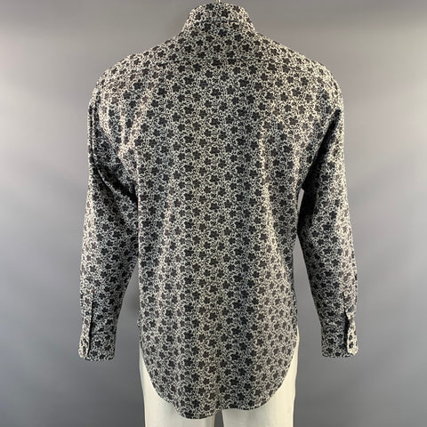 ROBERT GRAHAM Size L Grey Black Floral Cotton Button Up Long Sleeve Shirt