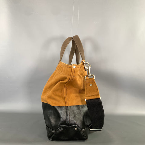 JACK SPADE Brown Black Waxed Cotton Tote Bag