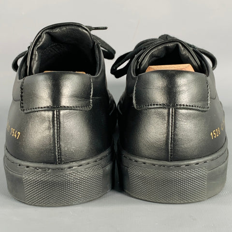 COMMON PROJECTS Size 8 Black Leather Low Top Sneakers