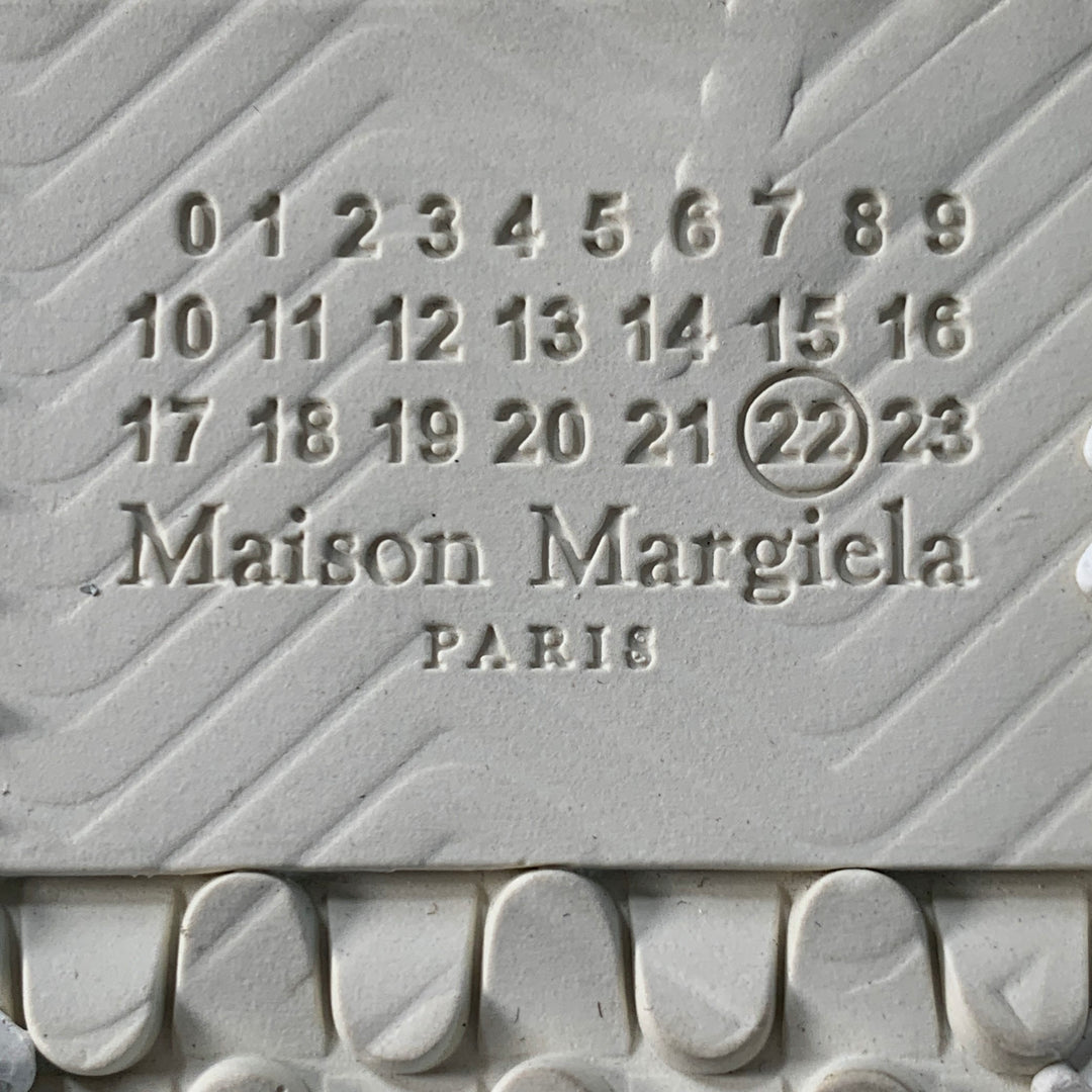 MAISON MARGIELA NEW EVOLUTION Size 5 White Leather Canvas Distressed Low Top Sneakers
