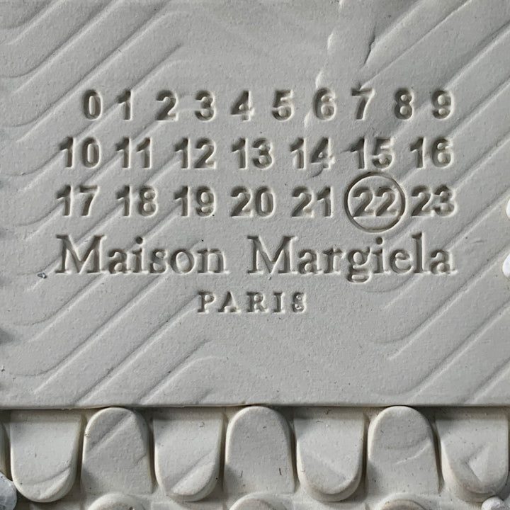 MAISON MARGIELA NEW EVOLUTION Size 5 White Leather Canvas Distressed Low Top Sneakers