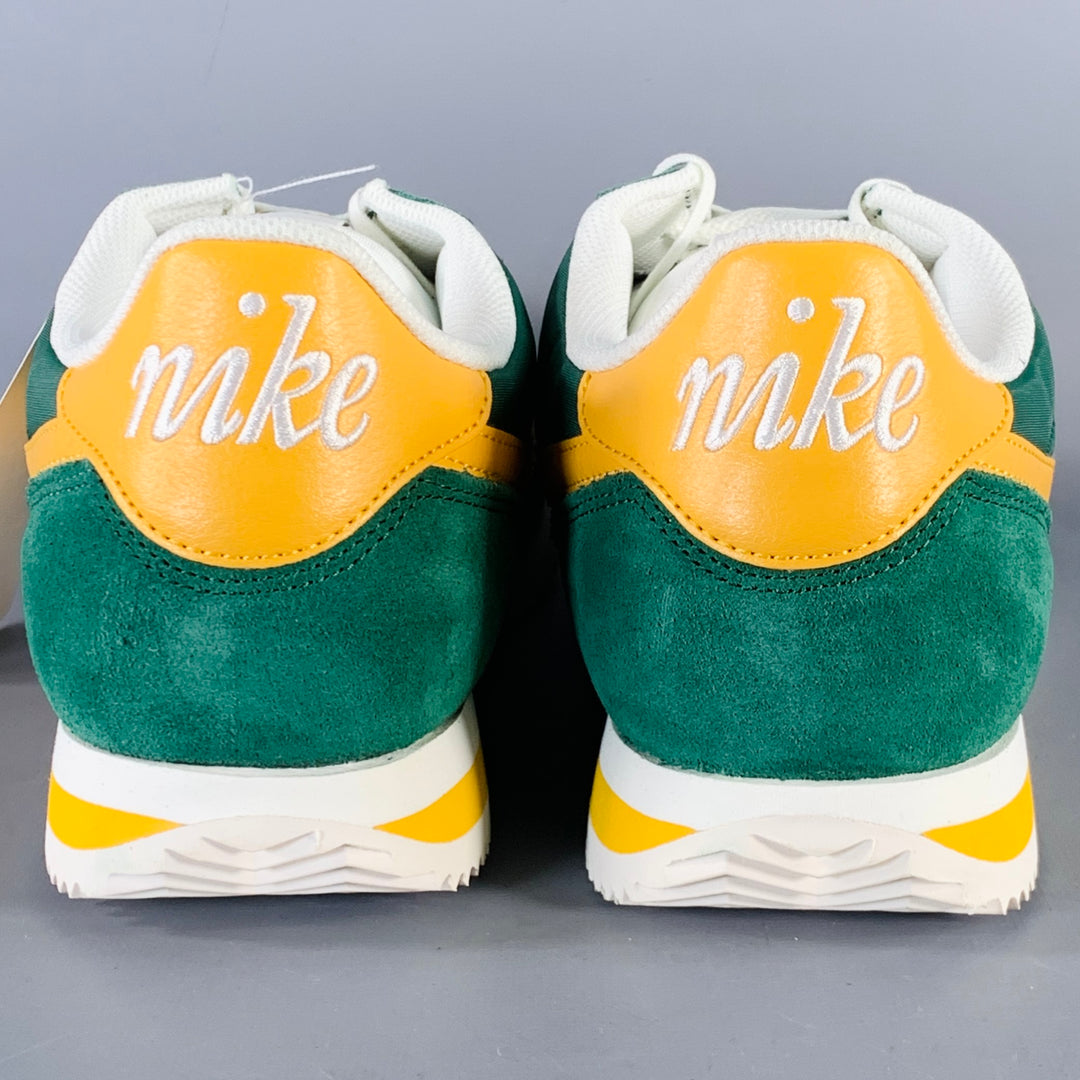 NIKE Size 12.5 Cortez TXT Green Yellow Suede Polyester Low Top Sneakers