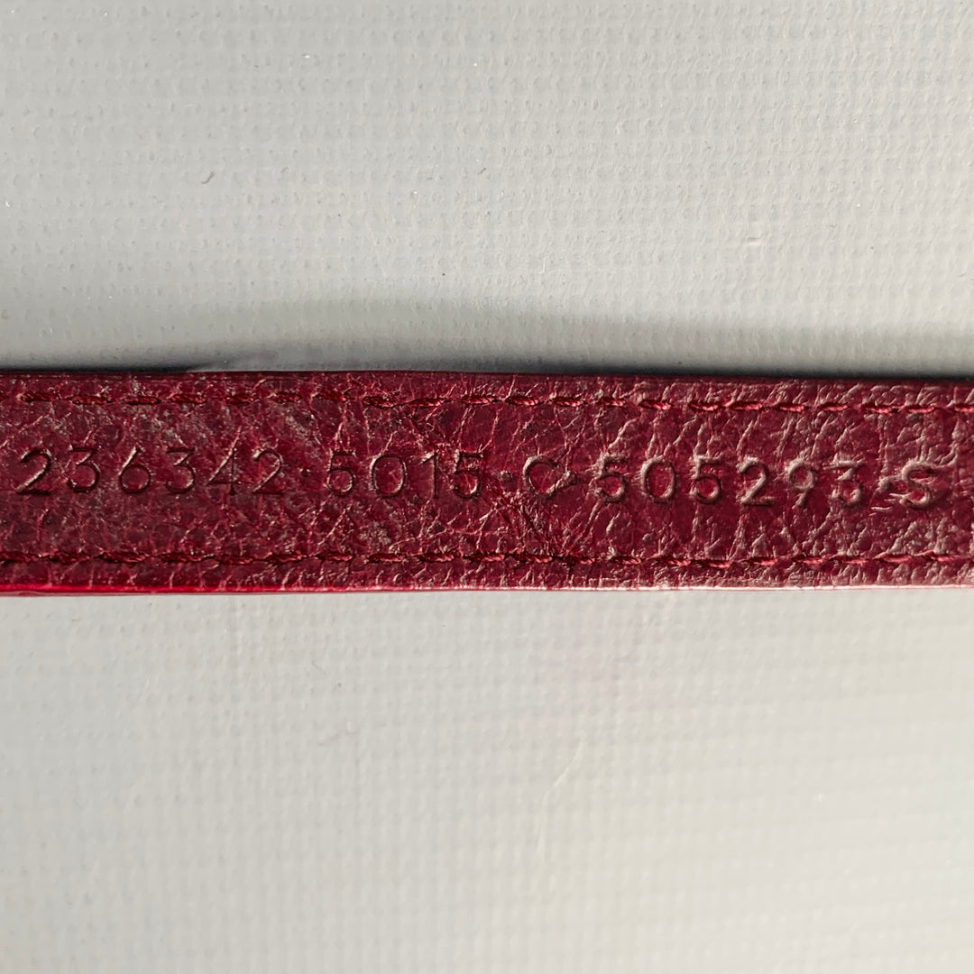 BALENCIAGA Burgundy Gold Studded Leather Bracelet