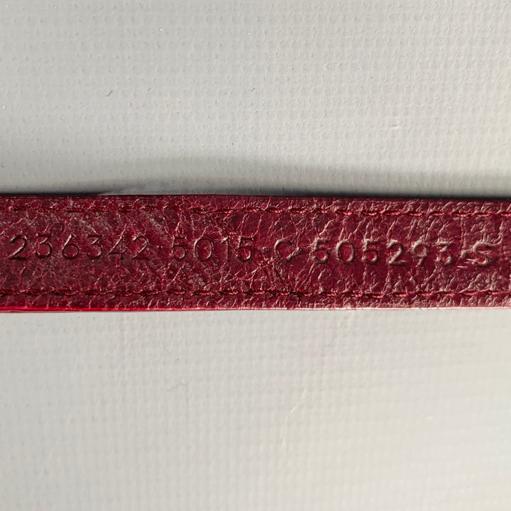BALENCIAGA Burgundy Gold Studded Leather Bracelet