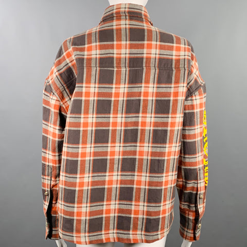 CHROME HEARTS Size S Brown Orange Yellow Cotton Plaid Shirt