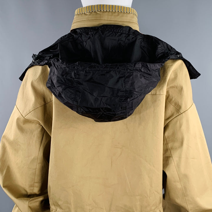 PRADA Size 2 Khaki Orange Cotton Blend Contrast Trim Crop Jacket