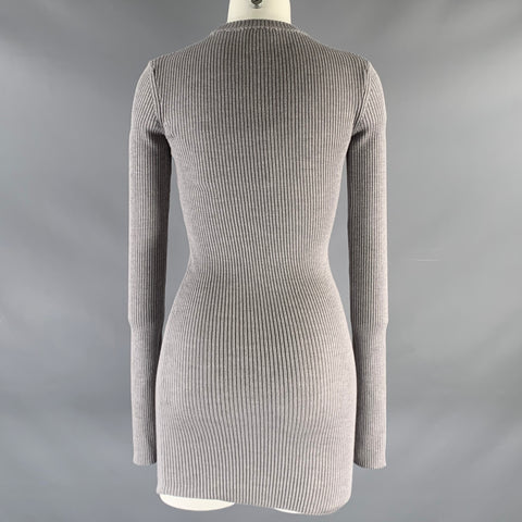 WARDROBE.NYC Size S Grey Merino Wool Ribbed Long Sleeve Above Knee Dress