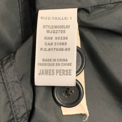 JAMES PERSE Size S Black Polyester Hidden Buttons Belted Jacket