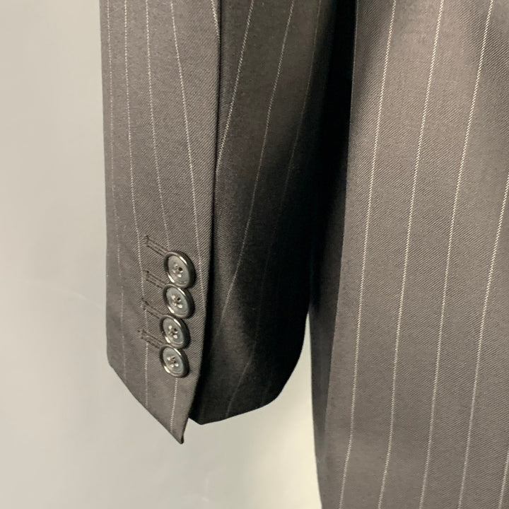 SIMPSON SIN TAILOR Size 42 Long Black White Pinstripe Wool Silk Suit