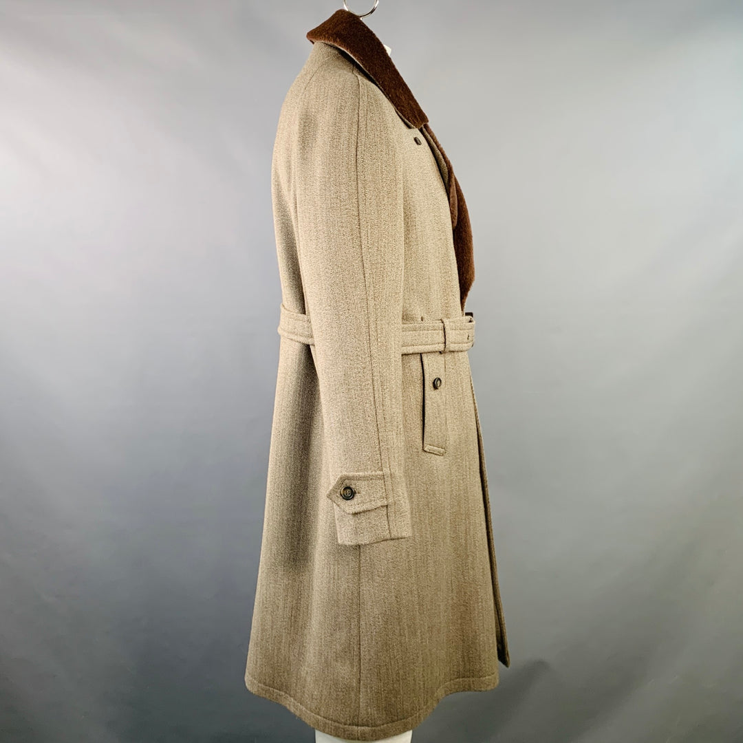 CHRYSALIS Size 42 Brown Beige Wool Double Breasted Coat