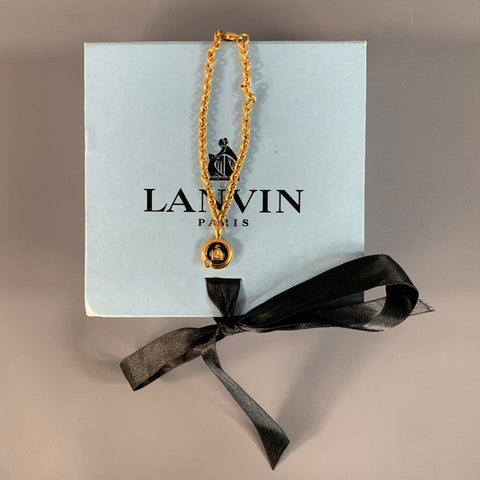 LANVIN Gold Shimmer Metallic Charm Bracelet