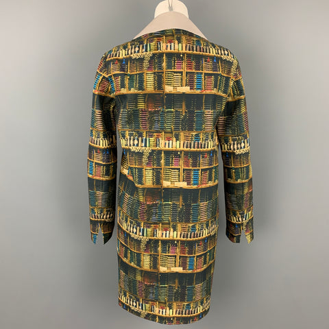 AKRIS Size 4 Multi-Color Cotton / Polyamide Reversible Open Front Theatre Coat
