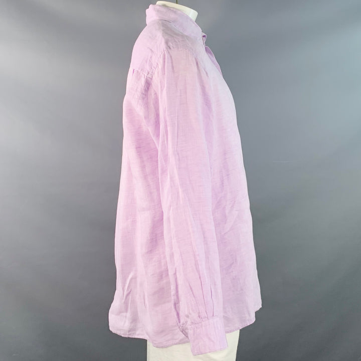 ERMENEGILDO ZEGNA Size XL Purple Lavender Linen One Pocket Long Sleeve Shirt