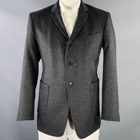 BLACK FLEECE Size 46 Charcoal Camel Hair Notch Lapel Sport Coat