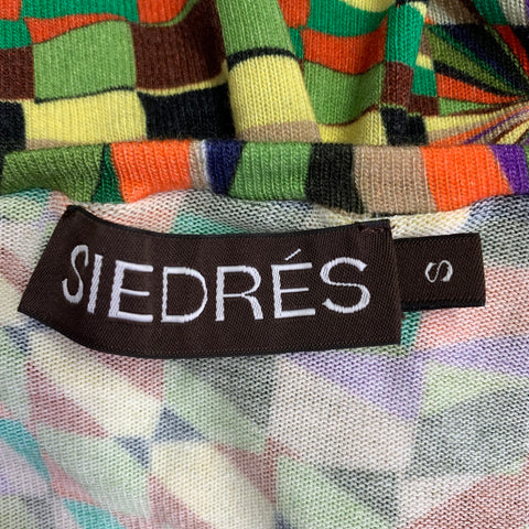 SIEDRES Size S Multi Color Viscose Blend Geometric Tank Casual Top