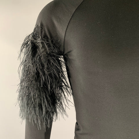 ORTTU Size XS Black Cotton Spandex Texture Sleeve Pullover