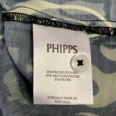 PHIPPS Size S Black Yellow Graphic Viscose Bowling Short Sleeve Shirt