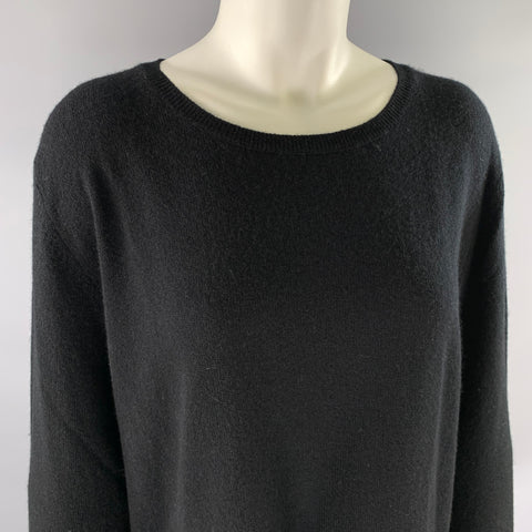 NEIMAN MARCUS Size XL Black Cashmere Crewneck Sweater