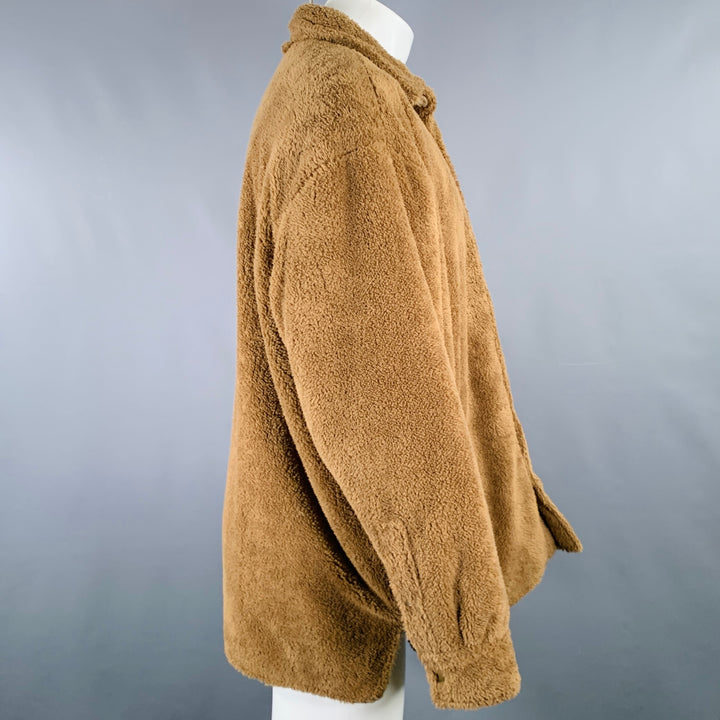 ACNE STUDIOS Size S Brown Textured Polyester Faux Fur Shirt Jacket