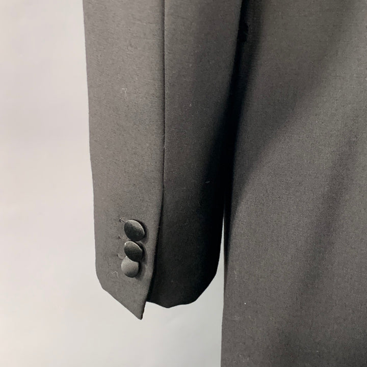 BRIONI for WILKES BASHFORD Size 44 Black Wool Peak Lapel Tuxedo