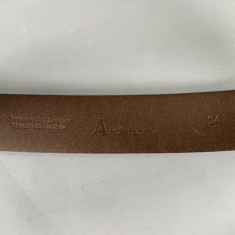 ANDERSON'S Size 34 Brown Silver Calf Suede Belt