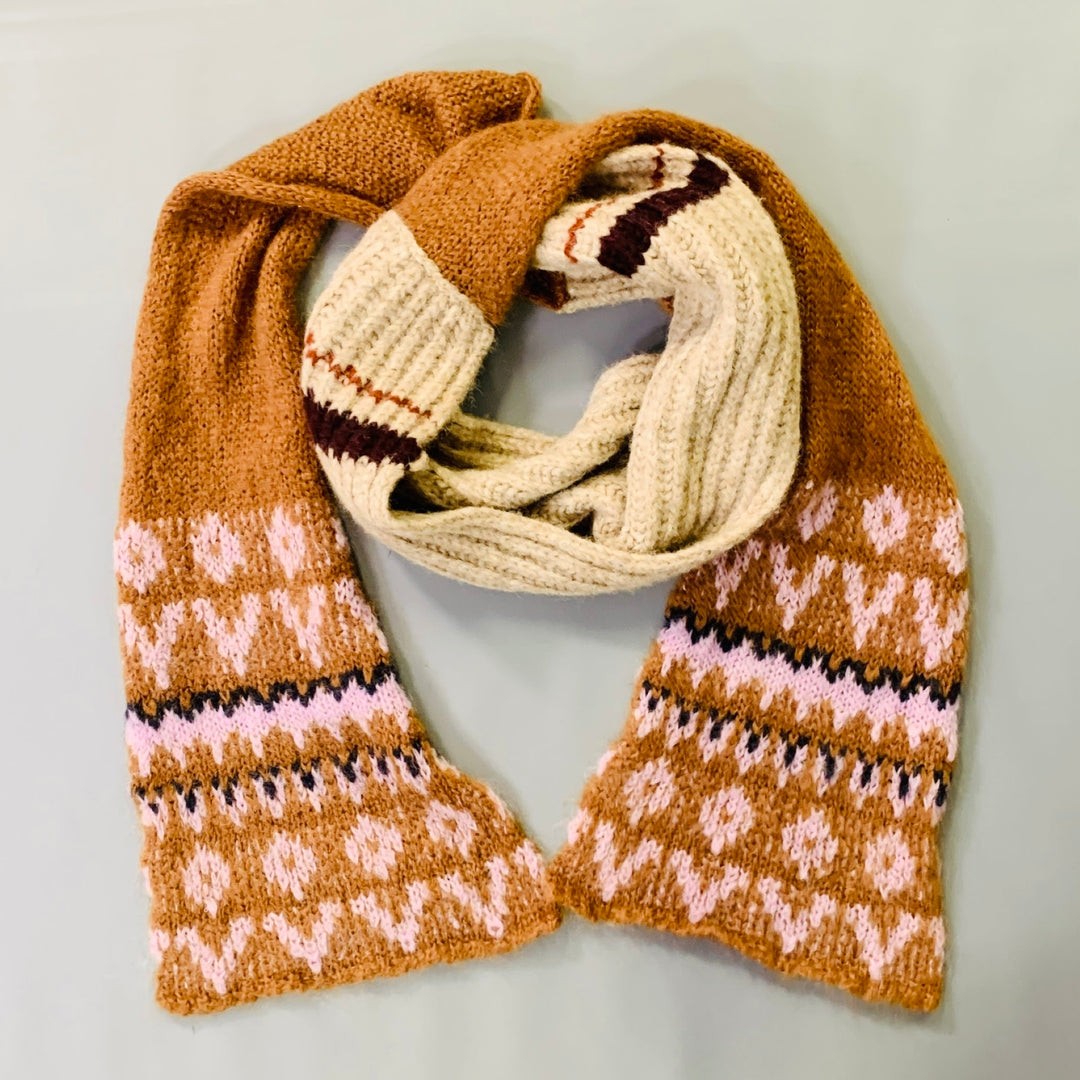 RAF SIMONS Brown Mauve Knit Alpaca Mohair Wool Blend Scarf