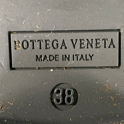 BOTTEGA VENETA Taille 8 Bottes de Pluie en Caoutchouc Noir Tressé Intrecciato