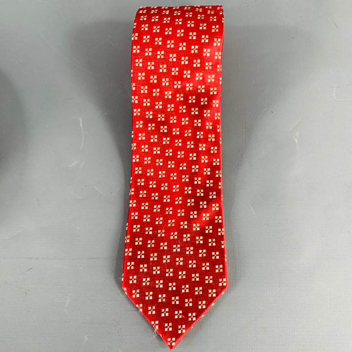 ERMENEGILDO ZEGNA Red Yellow Squares Silk Tie