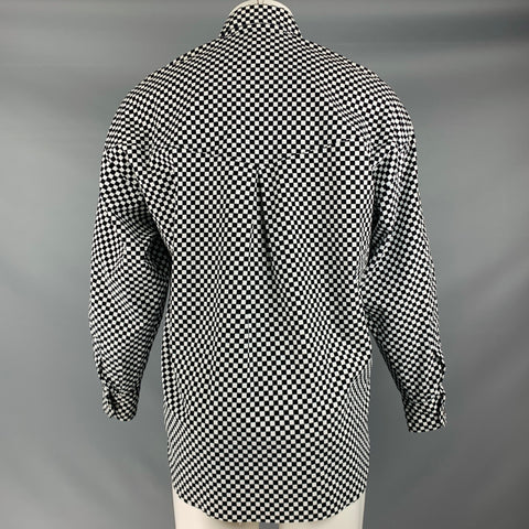 VERSACE JEANS Size S Black White Checkered Cotton Long Sleeve Shirt
