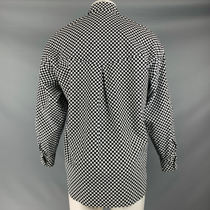 VERSACE JEANS Size S Black White Checkered Cotton Long Sleeve Shirt