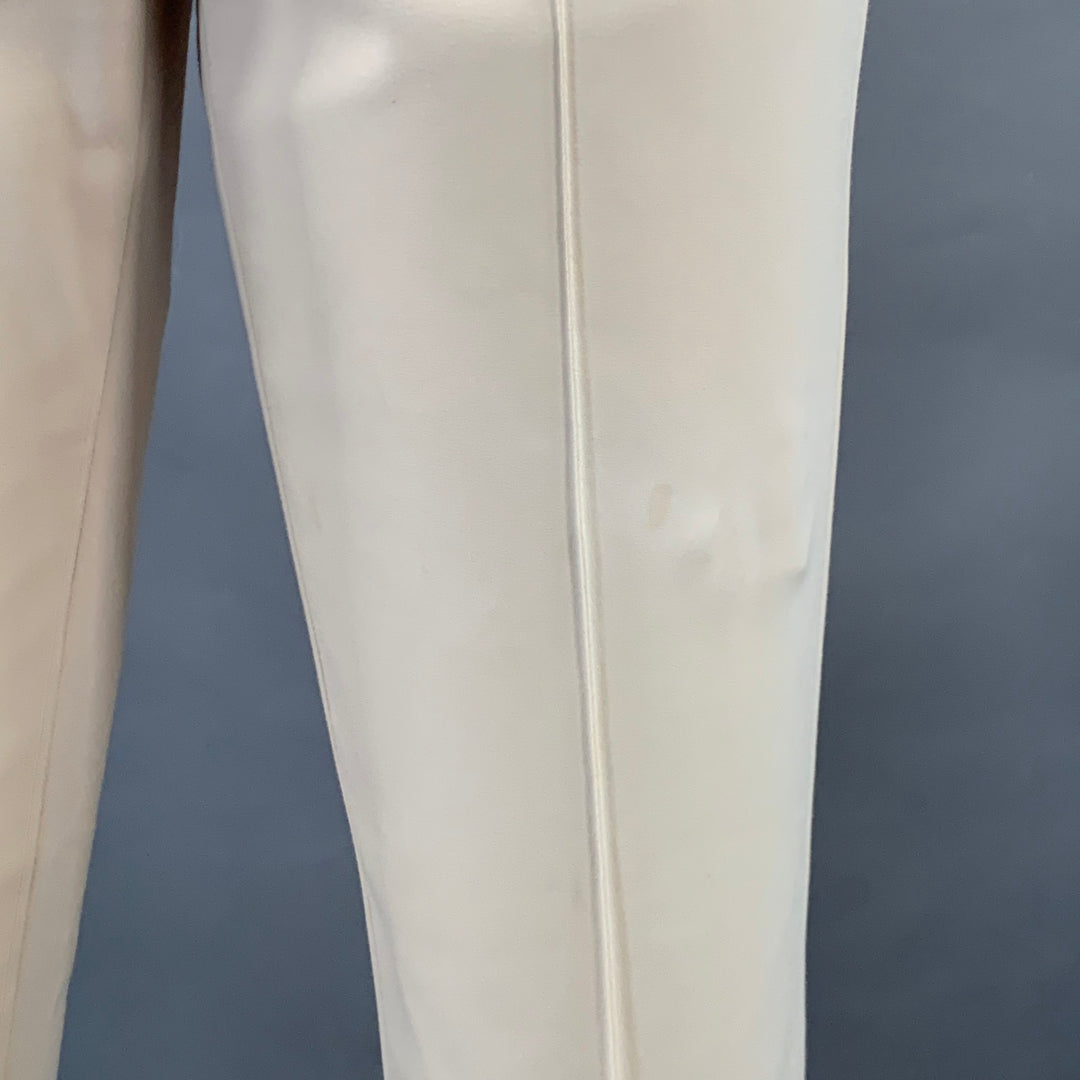 AKRIS Size 2 Cream Wool Blend Tapered Side Zipper Dress Pants