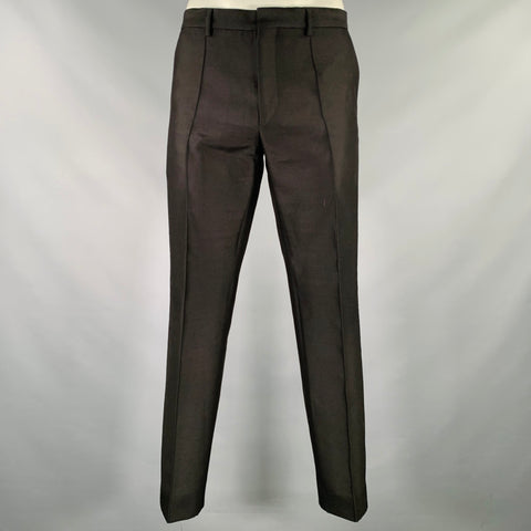 VALENTINO Size 36 Black Wool Silk Flat Front Dress Pants