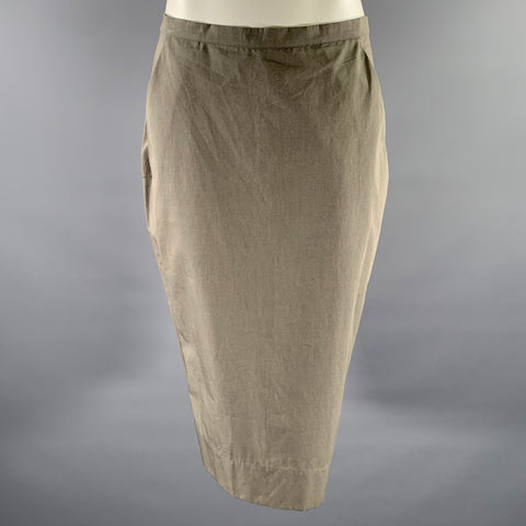 RICK OWENS Size 8 Grey Cotton Mid-Calf Skirt