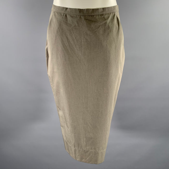 RICK OWENS Size 8 Grey Cotton Mid-Calf Skirt