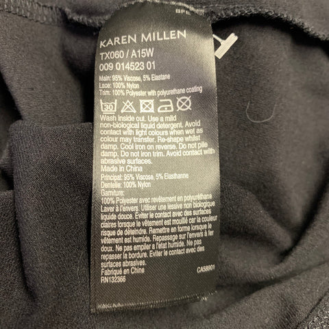 KAREN MILLEN Size S Black Viscose Blend Lace Polo Dress Top